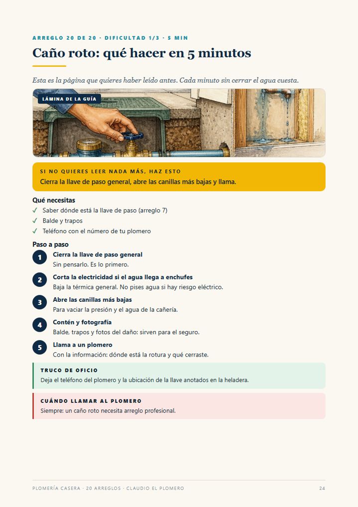 Caño roto: qué hacer en 5 minutos